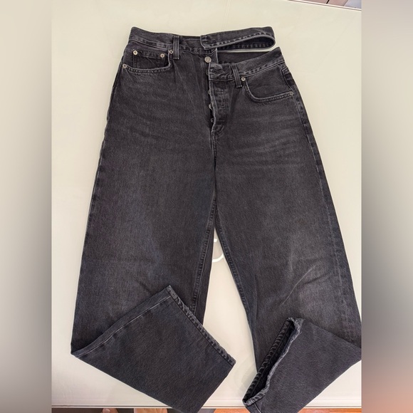 Agolde Women's Black Broken Waistband Jean - Picture 1 of 4